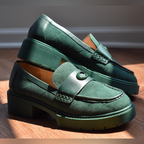 COACH Leah Loafer Signature Canvas Loafer - ‘Dark Pine’ - Picture 4 of 7
